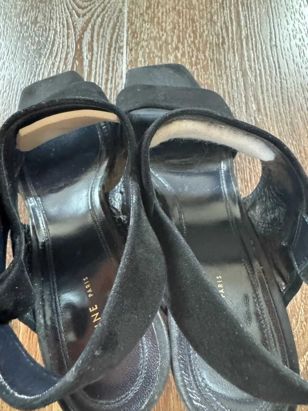Celine Black Suede Block Heel Slingback Sandals - Picture 8 of 9